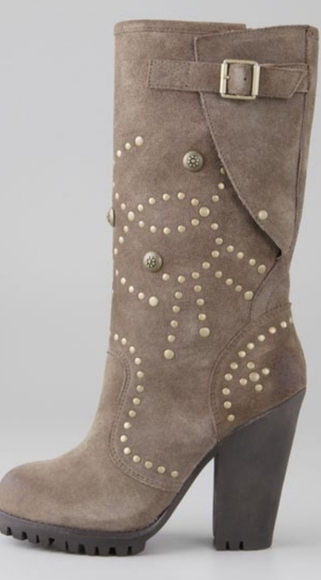 ASH Rolls Studded Brown Heeled Boots 37 - Picture 7 of 12
